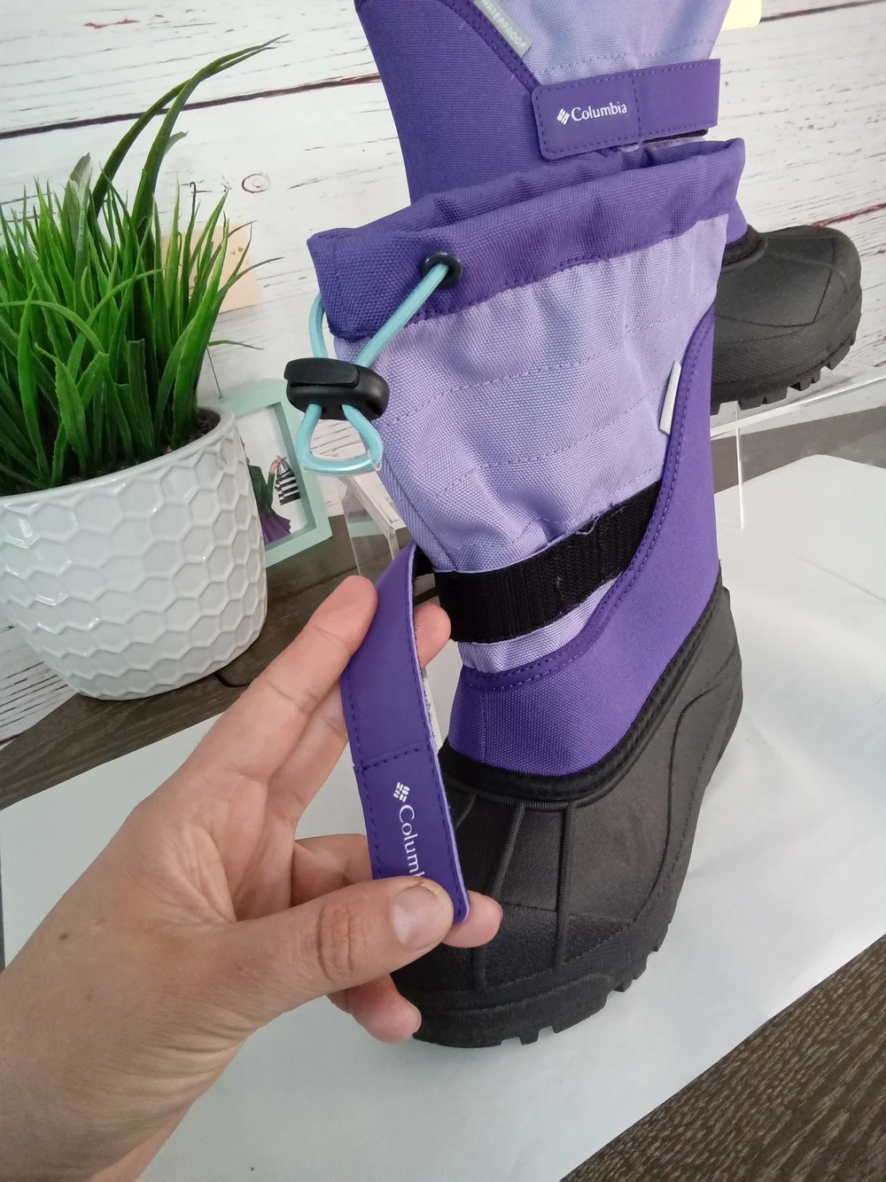 NWT Columbia Kids Waterproof 200g Insulated Winter Snow Boots Purple Size 13